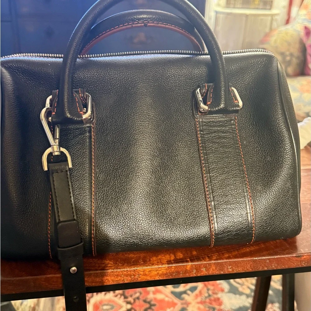 MCM Black Satchel with Red Accents 11x9 - Picture 3 of 14